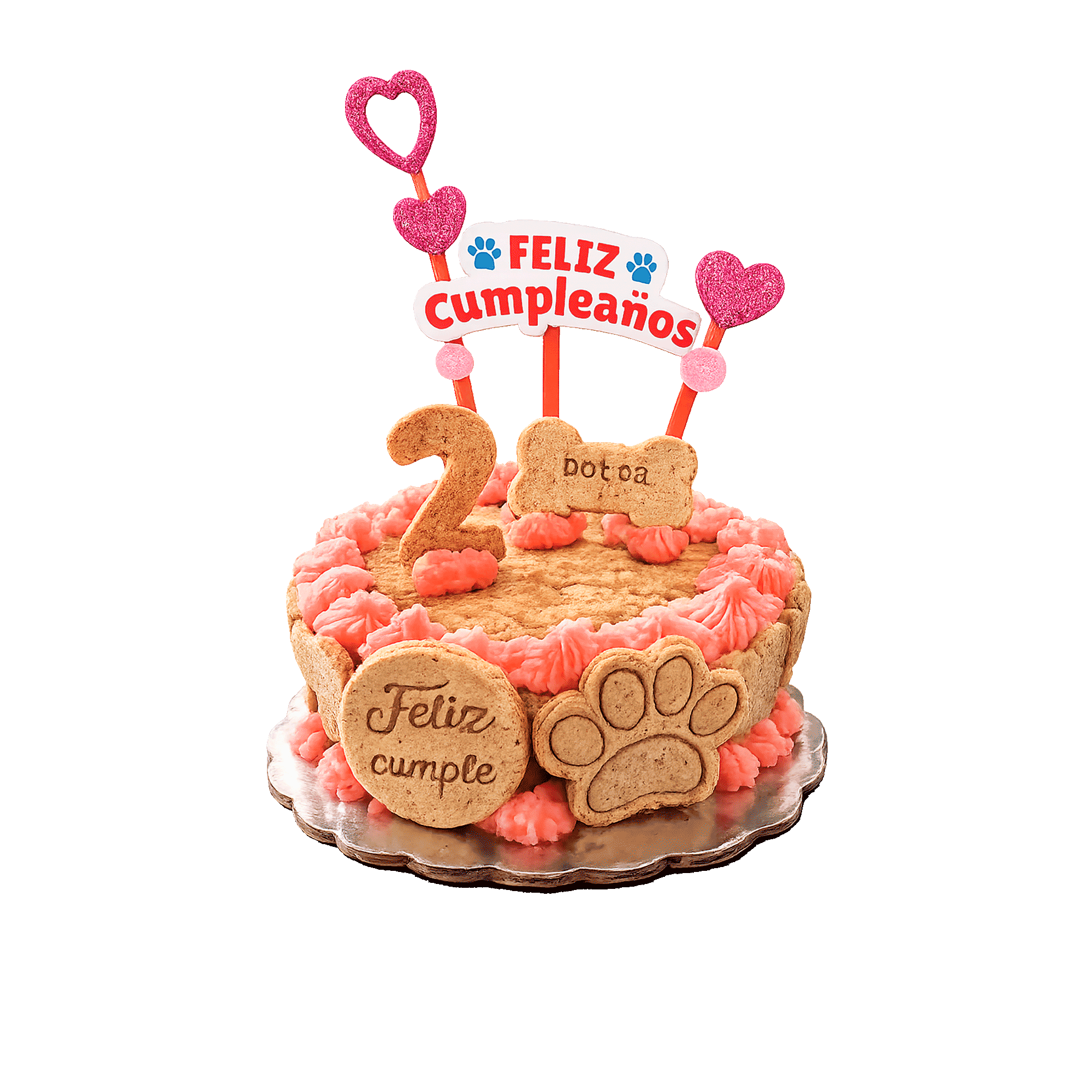 Queque de cumpleaños para perros y gatos en Costa Rica con topper Feliz Cumpleaños